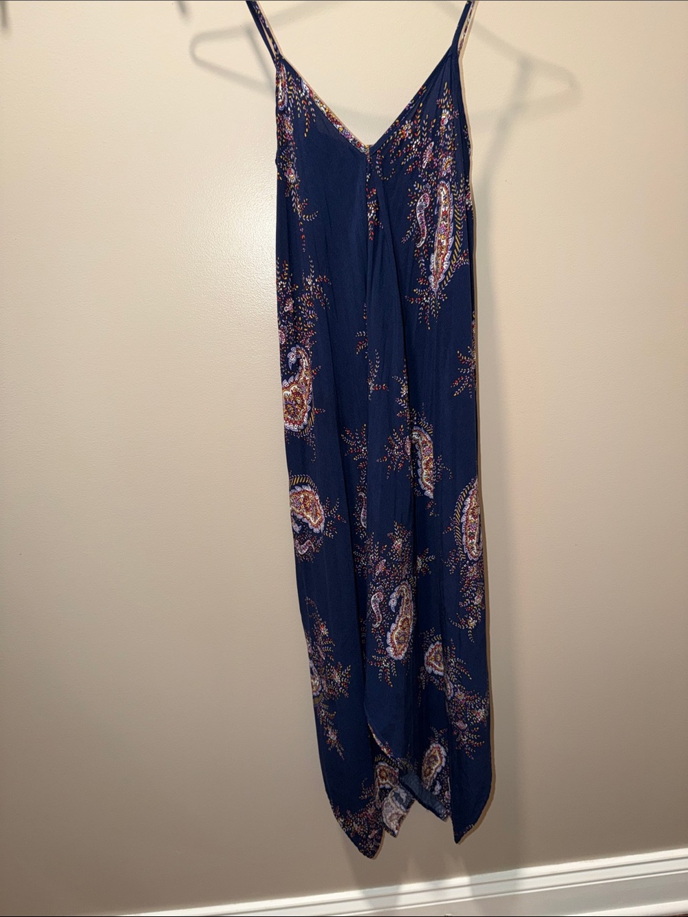 a.n.a Sleeveless Paisley Handkerchief Hem Maxi Dress Women’s Small Blue Boho